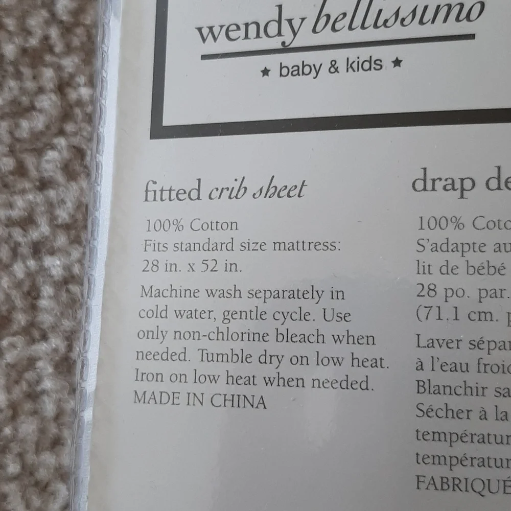 NIB Wendy Bellissimo fitted crib sheet